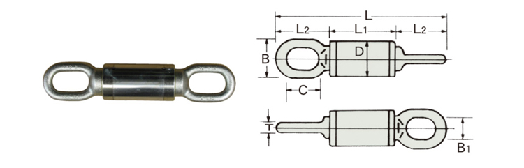 TKB型KANSAI鋼絲繩旋轉接頭尺寸圖