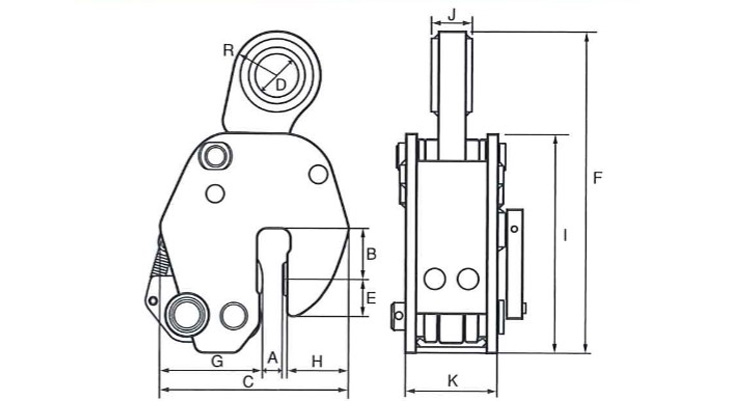 PER板樁用夾鉗尺寸
