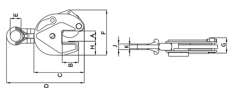 IPU10型Crosby豎吊鋼板吊鉗使用案例尺寸