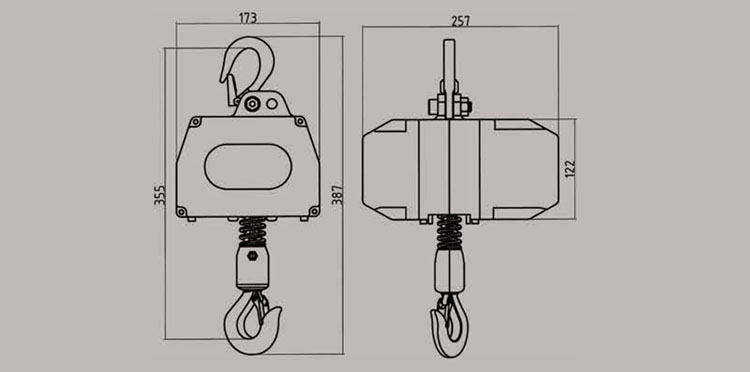 DCH充電式環鏈電動葫蘆尺寸圖