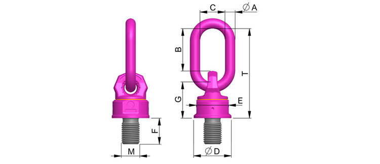 VWBG萬向旋轉吊環尺寸圖