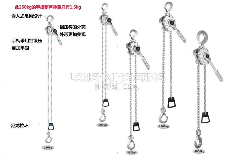 龍升鋁合金手扳葫蘆規格 龍升鋁合金手扳葫蘆規格