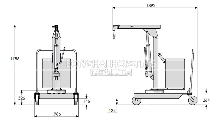 手動旋轉液壓小吊車尺寸
