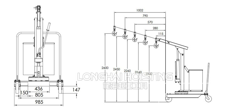 手動旋轉液壓小吊車尺寸