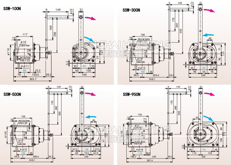 日本FUJI SSW不銹鋼手動絞盤尺寸圖