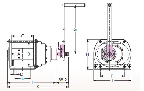 日本FUJI PRW手搖絞盤尺寸圖