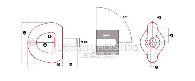 SEB型盧森堡旋轉吊環尺寸