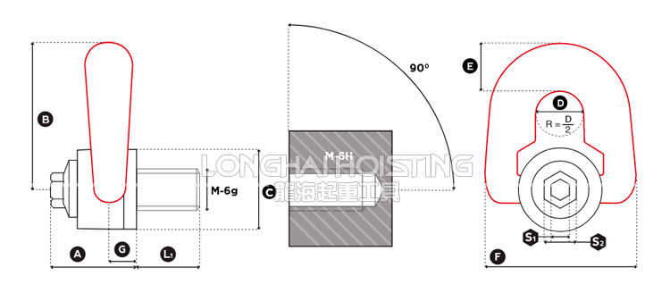 DSP萬向旋轉吊環尺寸